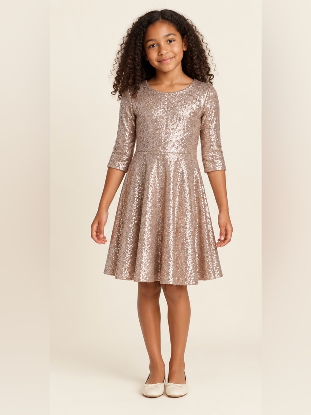 GB girls Rose Gold Sequin Party Dress